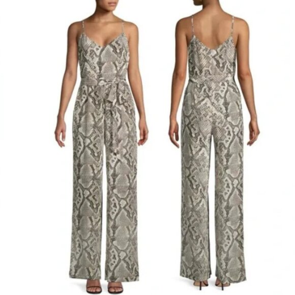 New! L’AGENCE Jackie Silk Snakeskin Camisole Jumpsuit 37812 - Picture 1 of 9